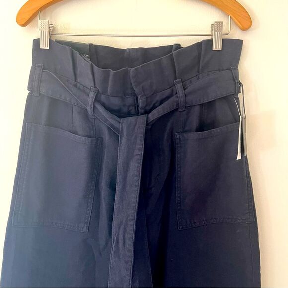 Joe’s Jeans NWT Pants Linen Navy Paperbag High Waist Tie Capsule Classic Size 29 - Picture 2 of 7